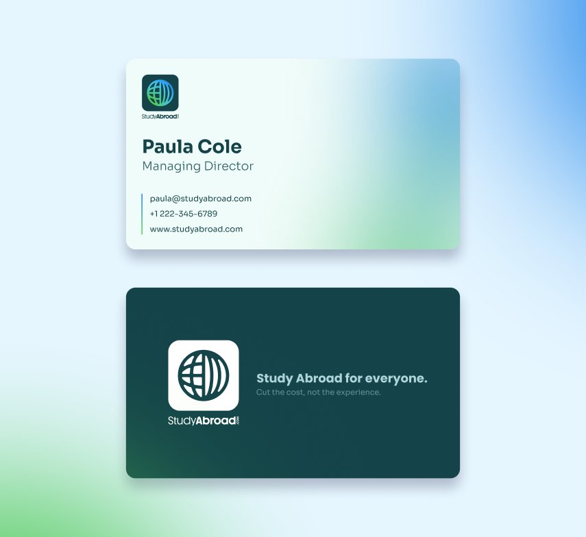 Studyabroad.com print materials — business cards