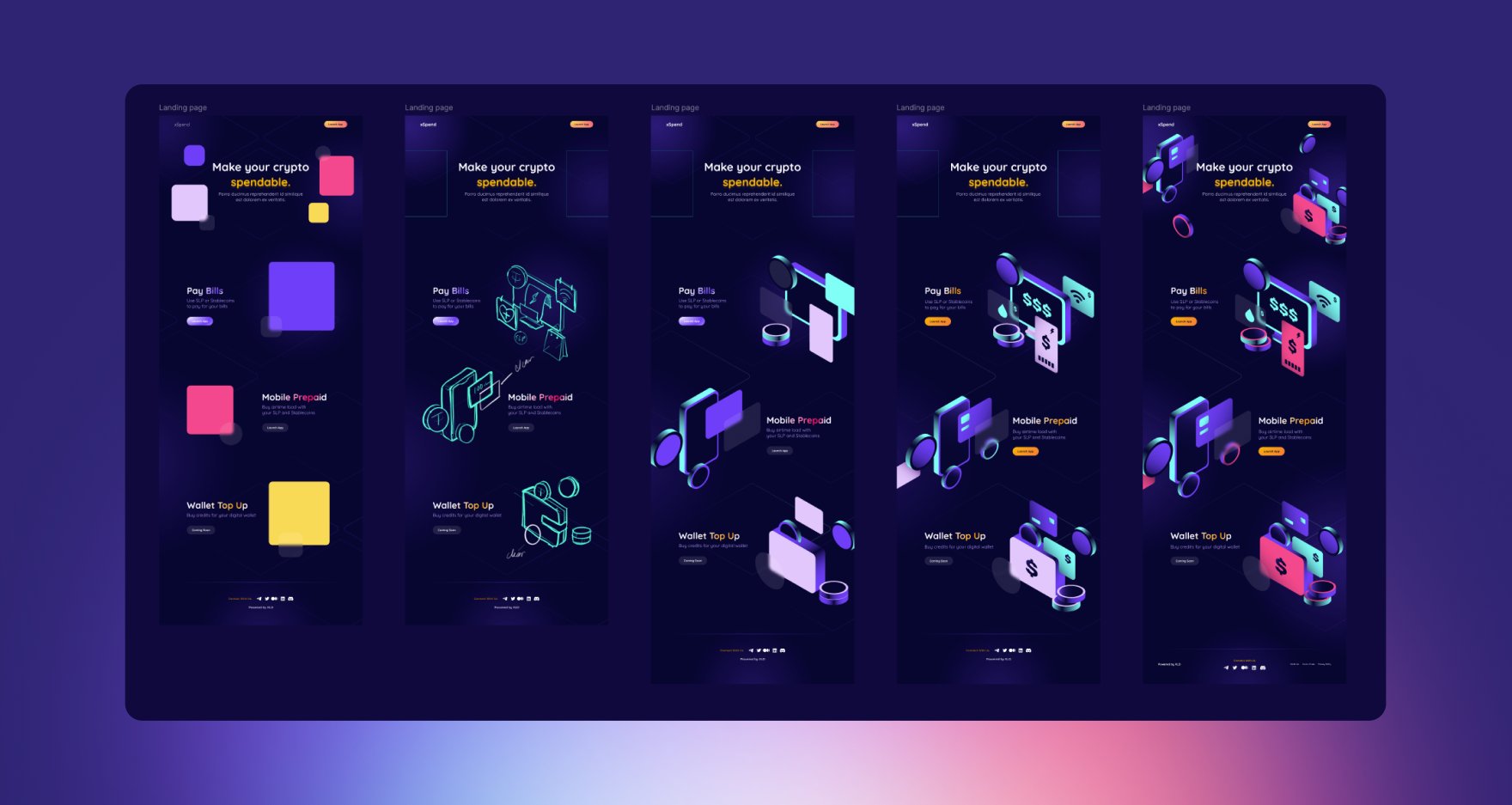 xSpend landing page design iterations